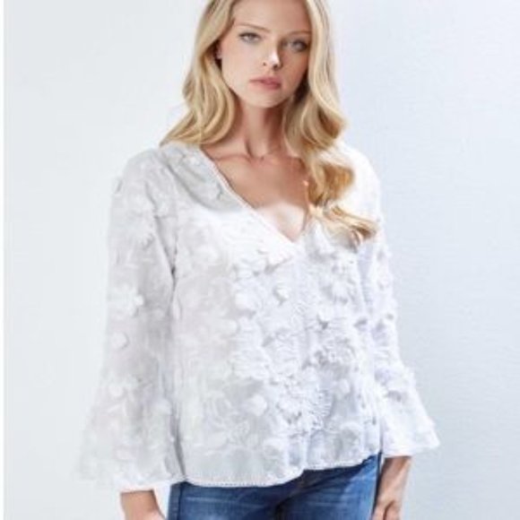 Karen Kane Tops - Karen Kane White Floral Blouse